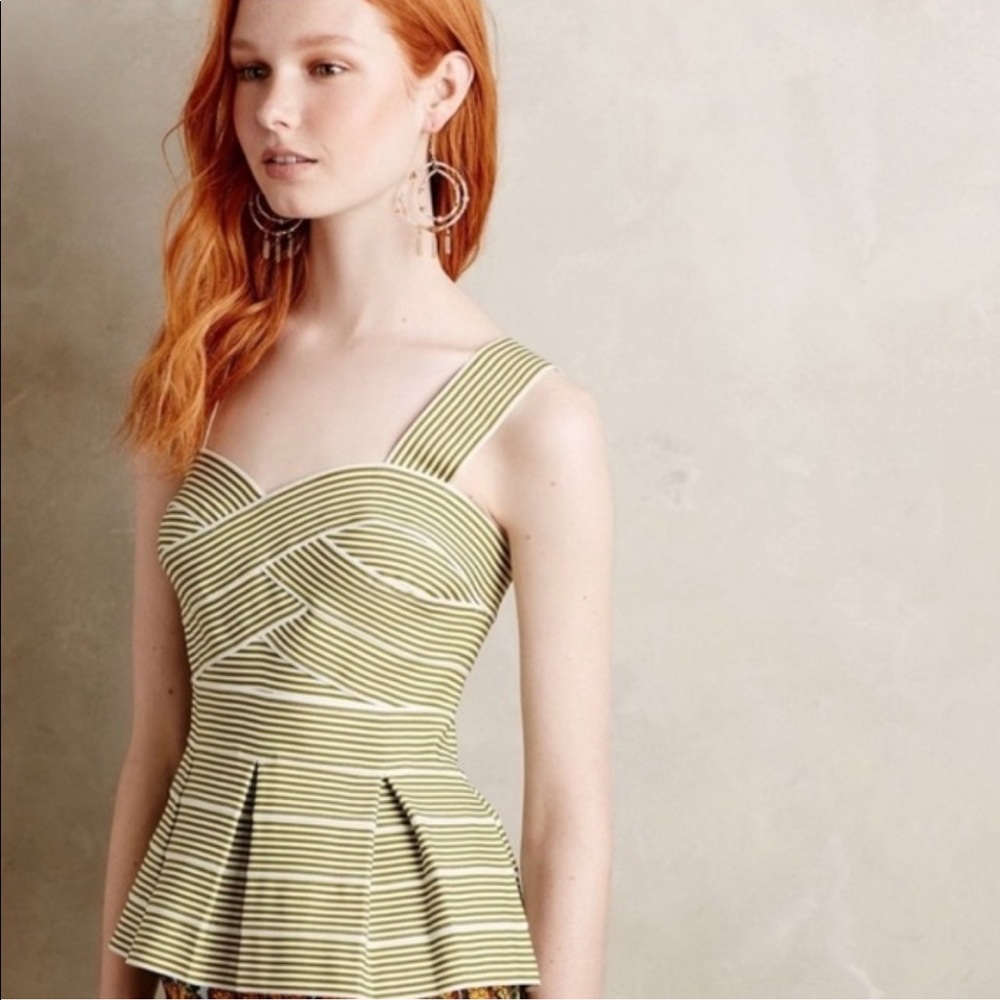 Anthropologie HD in Paris Striped Peplum Top